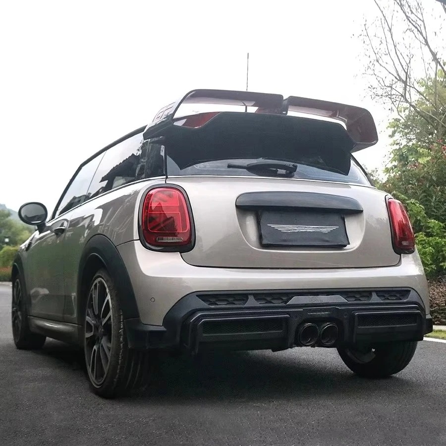 MINI JCW F55 F56 F57 AG Style Rear Diffuser Carbon Fiber Rear Lip Splitters with Exhaust Bumper Cut-Outs New Condition Accessory
